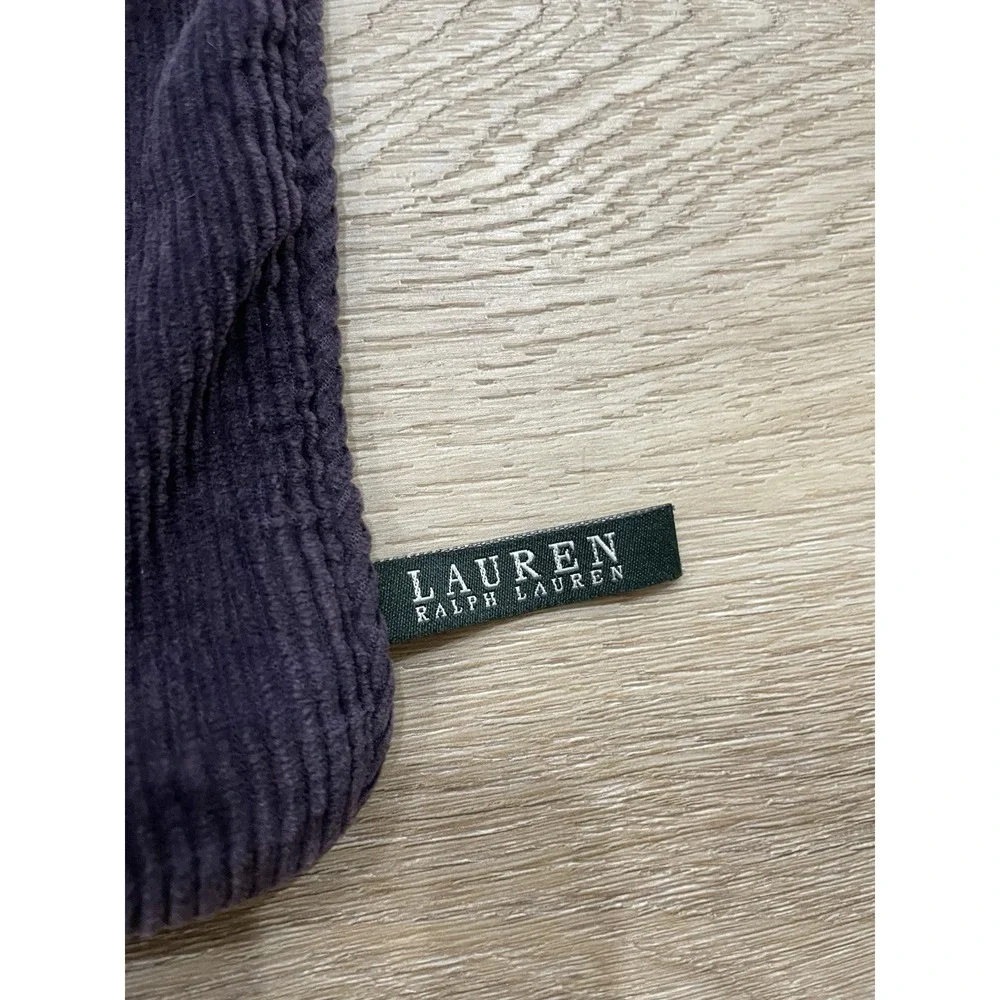 Vtg  Ralph Lauren Embroidered LRL CREST Blue Purple Corduroy  Pillow Cover 18x20